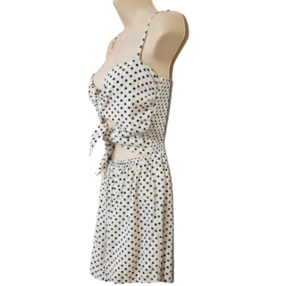 Tori Praver Ariana Polka Dot Romper White Black Small - Picture 5 of 12